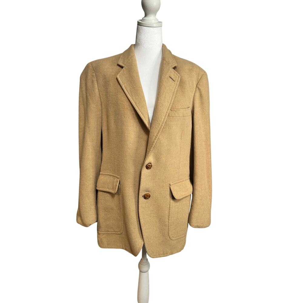 Vintage Jos. A. Bank Executive Collection tan camel hair blazer coat